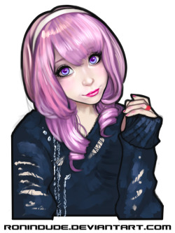 Evening Sketch - Purple haired Girl by RoninDude