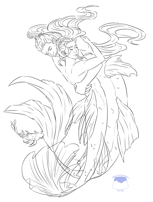 And here they are, all together! The finished linearts for my current MerMay projects! (Please ignor