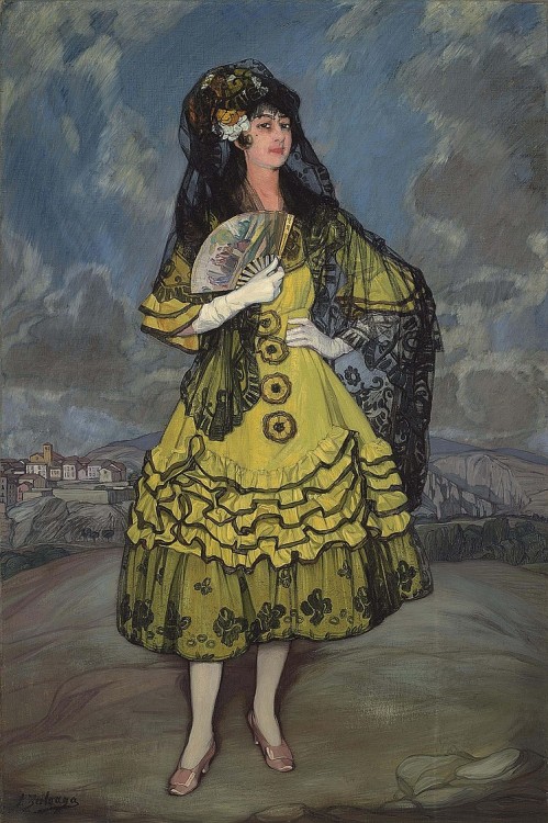 Anita Ramirez in yellow by Zuolaga, 1916