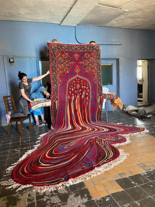 itscolossal:A Staggering Sculptural Rug by Artist Faig Ahmed Pours into an Amorphous Puddle