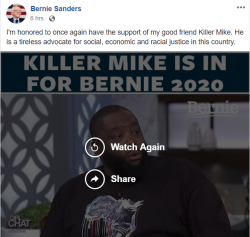 megapope:  pissvortex:  dirtbaby2016:  still kills me that bernie sanders just refers to him as killer mike instead of his real name   