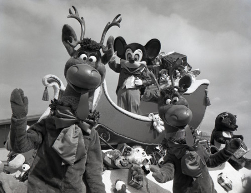 Mickey Mouse on Santa’s Sleigh at Walt Disney World in 1972.