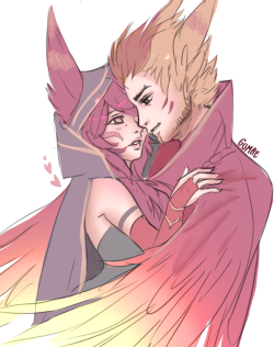 gumae:The Harpy and The Phoenix quick doodle &lt;3