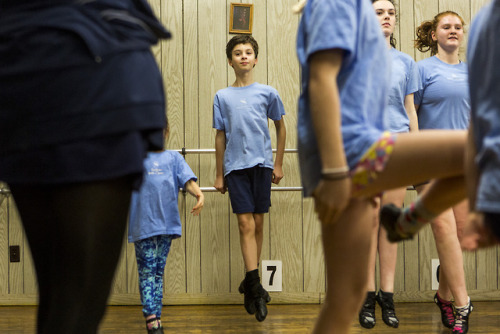 Peter Simonini practices at the Sullivan School of Irish Dance in Newton. Ten-year-old Simonini is h