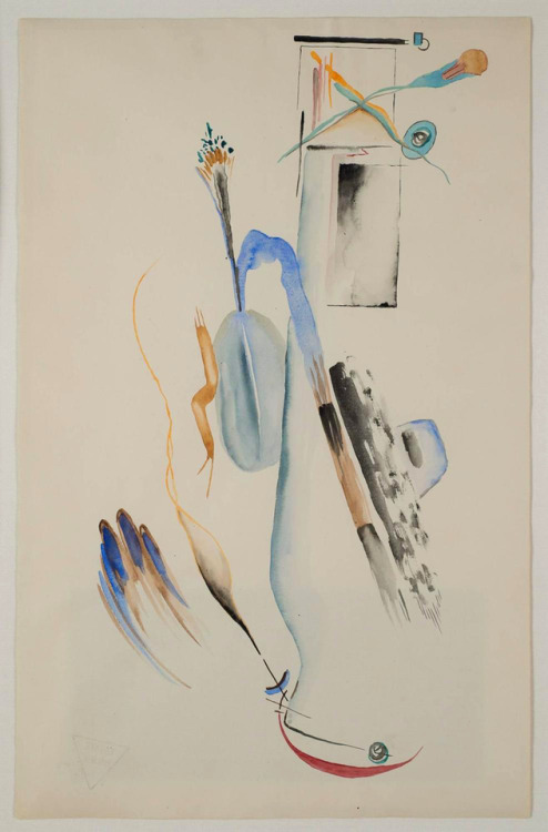 kafkasapartment:Untitled (blue bouquet). Rudolf Bauer 1889-1953. Mixed media