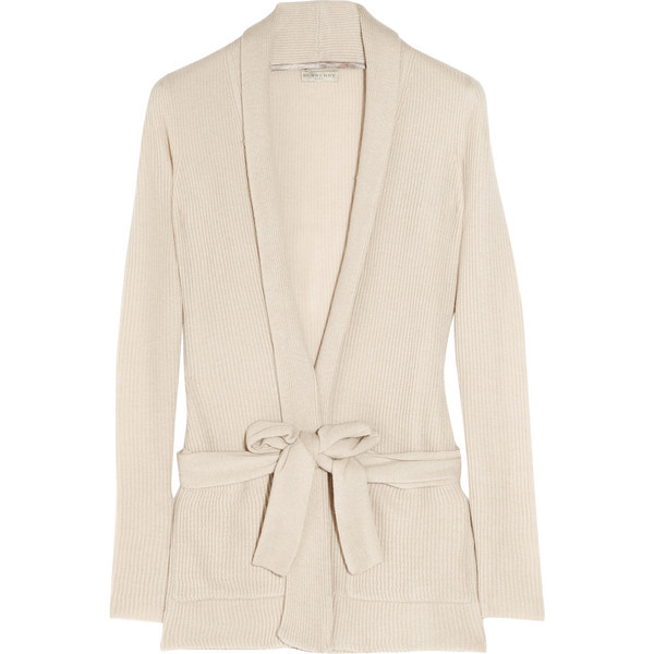 THE PURPOSELY PRETTY LIFESTYLE — Burberry Brit Belted cashmere cardigan ...