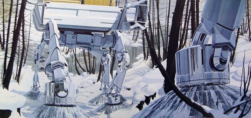 70sscifiart:  A 1969 Syd Mead design for a four-legged, gyro-balanced Walking Cargo Vehicle. I can’t confirm it inspired the Star Wars AT-AT, but the similarity can’t be missed.  