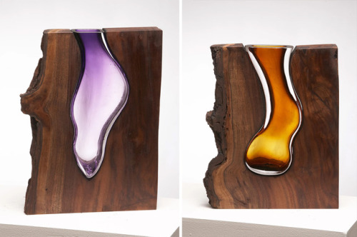 Imperfectly Perfect Vases Made of Glass and Wood Scott Slagerman and Jim Fishman came together to cr