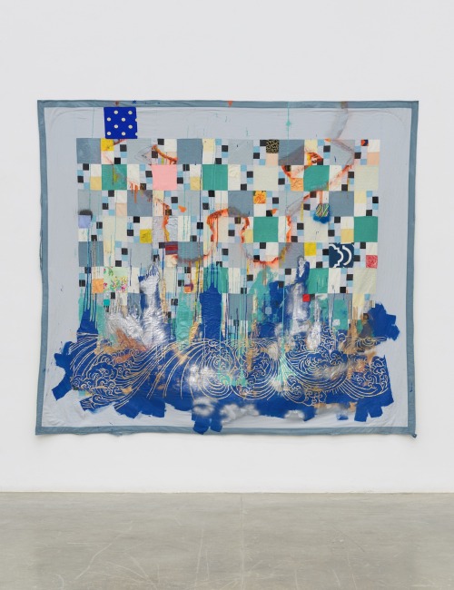 abstracteddistractions: Sanford Biggers, “Harlem Blue” (2013), Antique quilt, addit