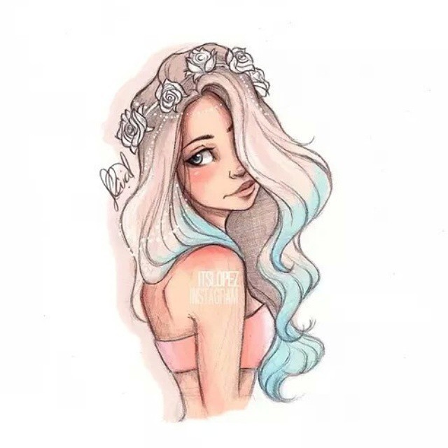 Hipster girl hair drawing tumblr