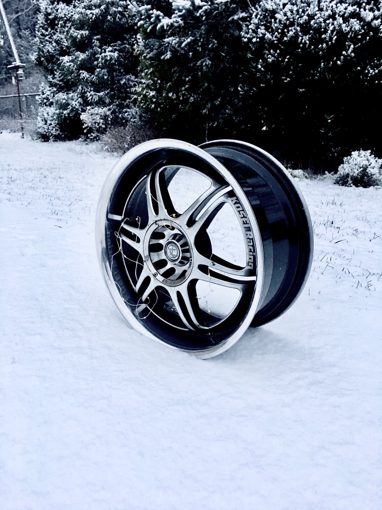 Winter wheels #kosei#koseiracing#wheels#stance#polished#polish#truediamondcut#lowered#winter#photography#snow
