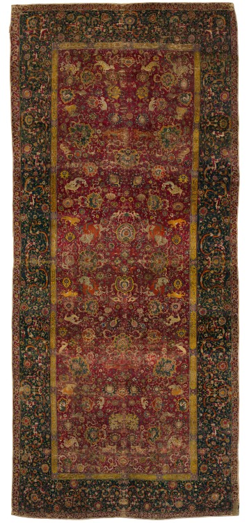 A 16th century Persian carpet that was owned by the Hapsburg family and used in one of their summer 