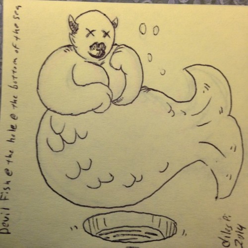 Devil Fish By The Hole At The Bottom Of The Sea #diles #sirena #diablita #diabla #dibujo #arte #stickynote