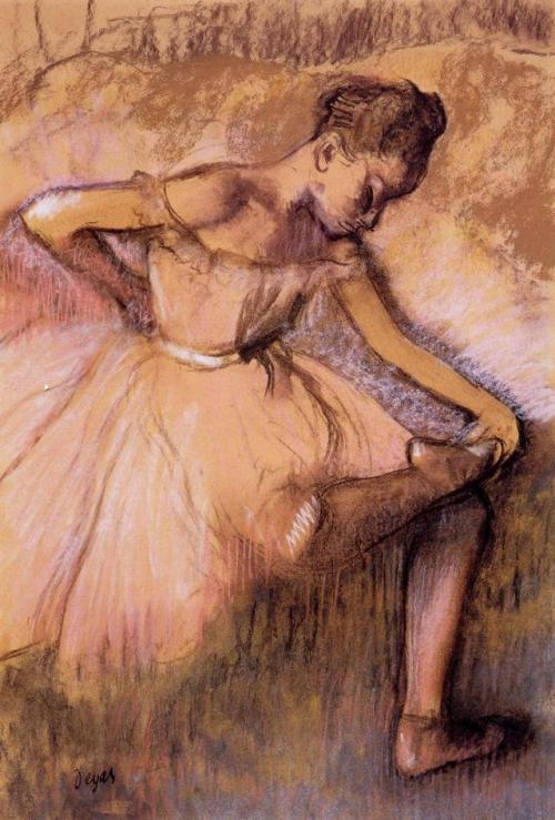 artist-degas: Pink Dancer, Edgar DegasMedium: pastelwww.wikiart.org/en/edgar-degas/pink-danc