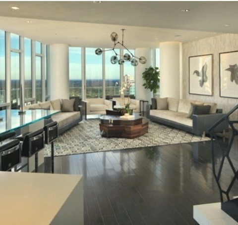 Living Room Loft-Style TampaExample Of A Large, Formal, Minimalist Living Room With A Marble Floor, Gray