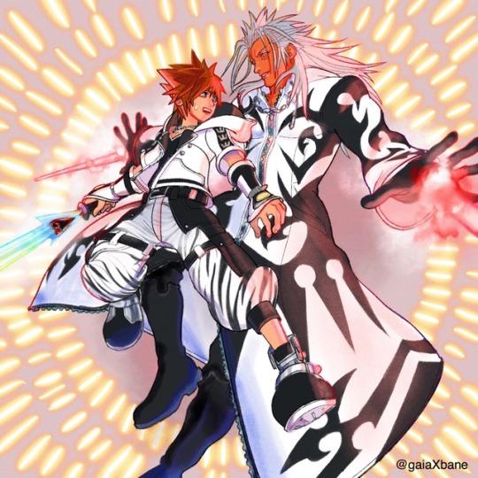 gaiaxbane:  Xemnas:We are matching outfits, right?😉Sora: Huh？😟