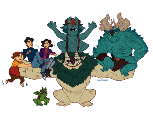 sometimes a family can be three human kids, their big troll brother, their two troll dads and a stin