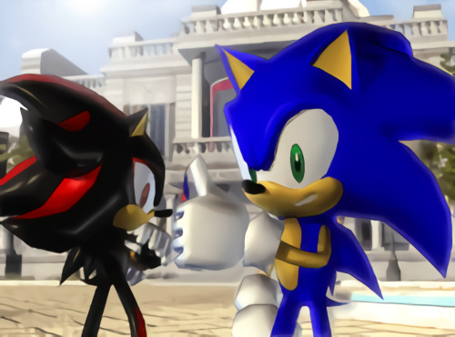 lovelandresort:high res sonic and shadow pic for all your presidential desk needs@sonic-bros