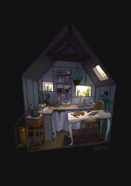 Interior concept inspired by my garden kitchen-shed! Thanks to Jana for saving the toad hiding at th