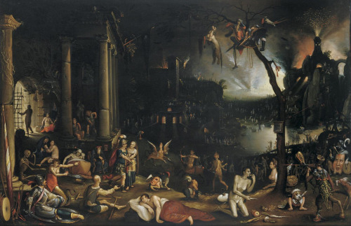 Aeneas and the Cumaean Sibyl in the Underworld, Flemish School, dated 1605.