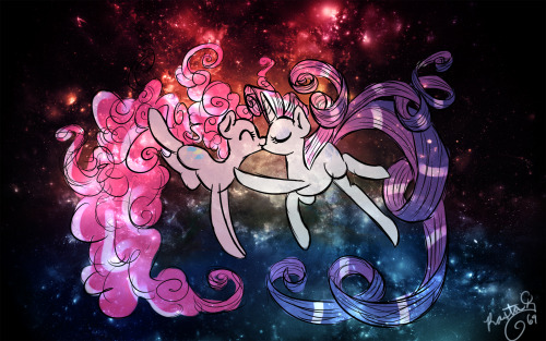 ask-rarity-and-pinkie:  I have been super duper busy lately and will be for the next few days, so until I can do a proper reply, this is what you get.  Gay technicolor horses kissing in space.  I hope this will tide y’all over <3  <3
