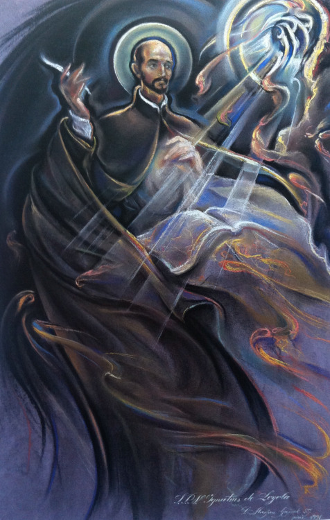 Sv. Ignacije Lojolski, kombinirana tehnika, papir, 62x40cm, 1991(St. Ignatius of Loyola , mixed medi