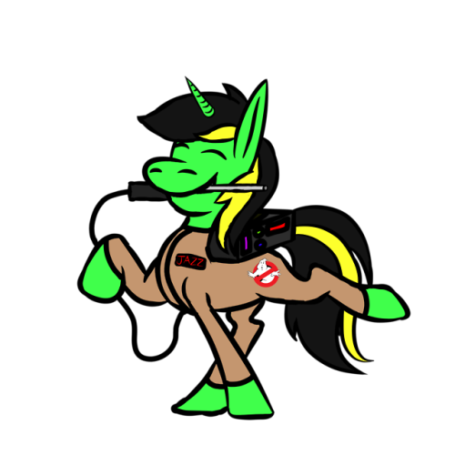 askstrangeweird:Art for @ask-the-out-buck-pony for Jazz in a Ghostbusters uniform. Cute x3