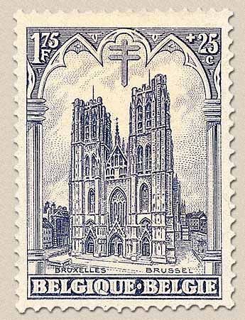 stamp of the cathedral of saint michael and saint goedelein brussels belgium