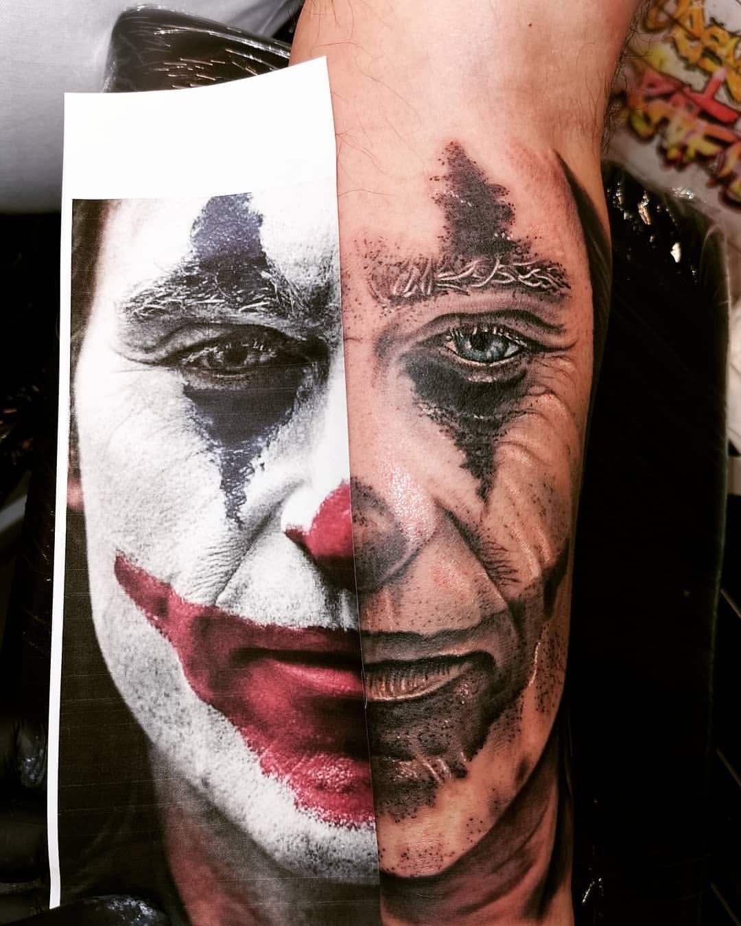 Joaquin Phoenix as The Joker tattooed on the inner