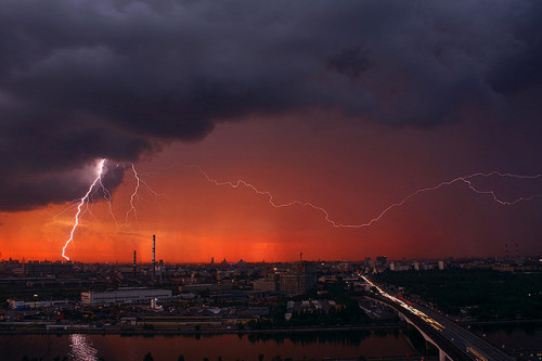 Evening lightning by ˙Cаvin 〄 on Flickr.