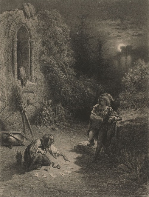 La sorcière.Estampe.État avant la lettre et avant la signature.Art by Gustave Doré.(1832-1883).Dessi