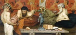 Laurence Alma-Tadema (1836-1912) Greek Wine, Watercolour, 17 X 35,5 Cm. 1873.