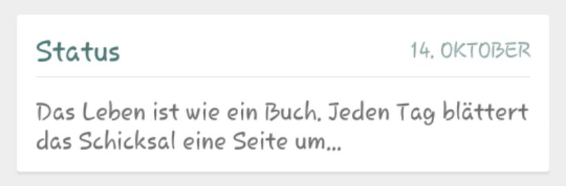 whatsapp-status:  Das Leben ist wie ein Buch. Jeden Tag blättert dS Schicksal eine