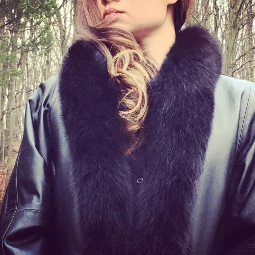 Photoshoot for this mink lined leather coat with fox collar and trim. It’s selling for way bel