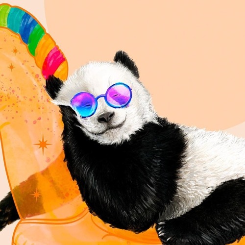 Chillin (Unicorn Panda) - detail. #watercolors #drawings #cutepanda #dreaming #sunglasses #happyday 