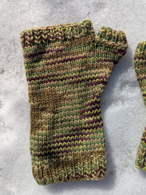 Fingerless Gloves Made With Cascades Yarn In One Of Their Blends Of Silk And Merino Wool From A LYS.