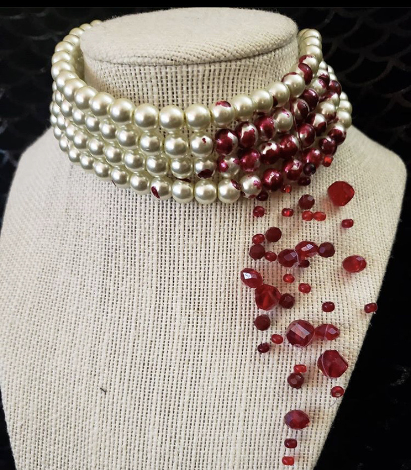 XXX aishadota:Blood drop/cut throat pearl necklace photo