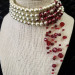 aishadota:Blood drop/cut throat pearl necklace by Hell’s Belle designs. 