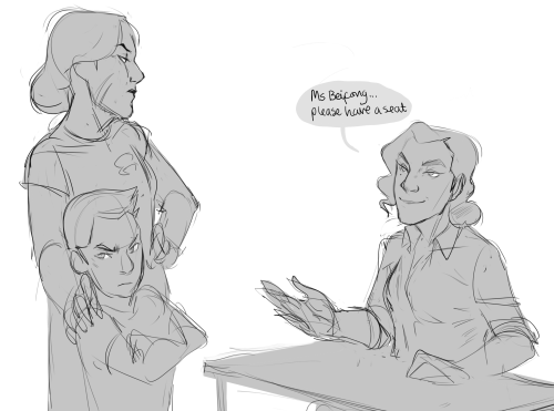 SO UH ladynoblesong’s SINGLE PARENT!LIN AND TEACHER!KUVIRA Mako is a little shit and Kuvira ca