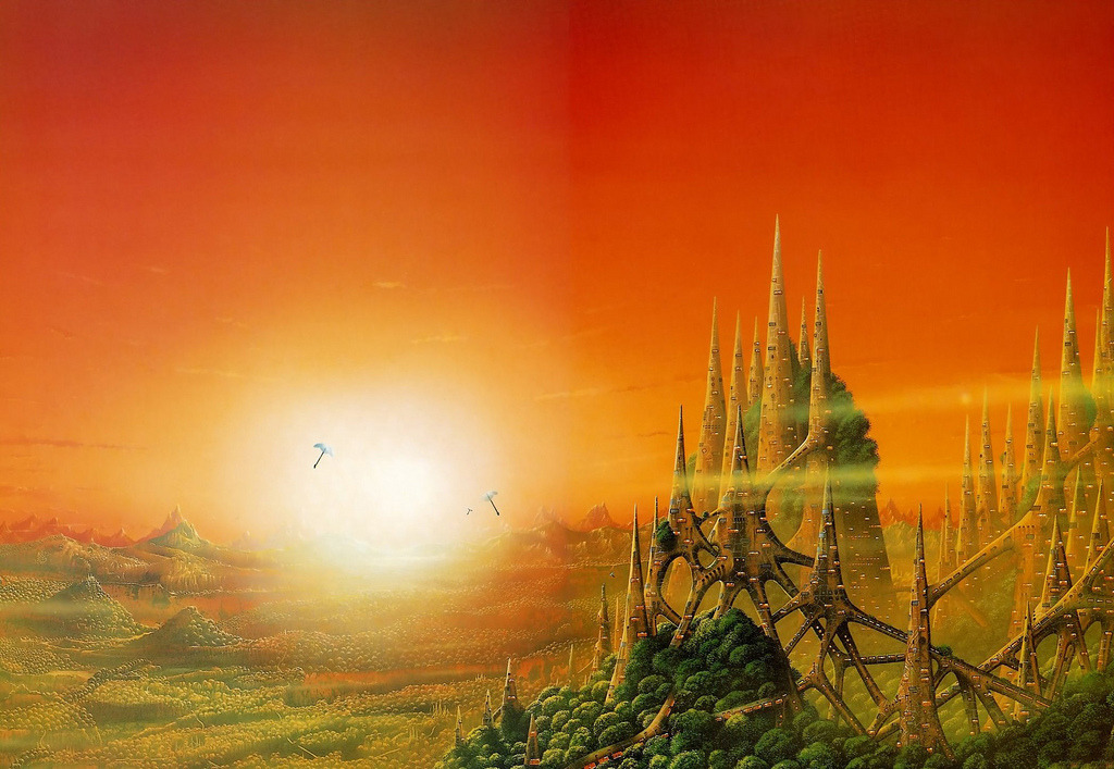 70sscifiart:  tim white - foundation’s edge