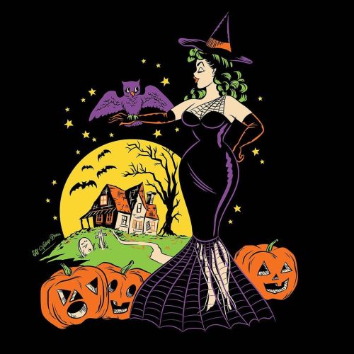 scurybooween:Witchy Halloween Pin Up  🔮