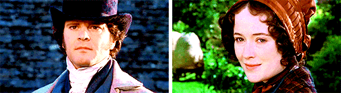 ladyofglencairn:Colin Firth and Jennifer Ehle as Fitzwilliam Darcy and Elizabeth Bennet in Pride and