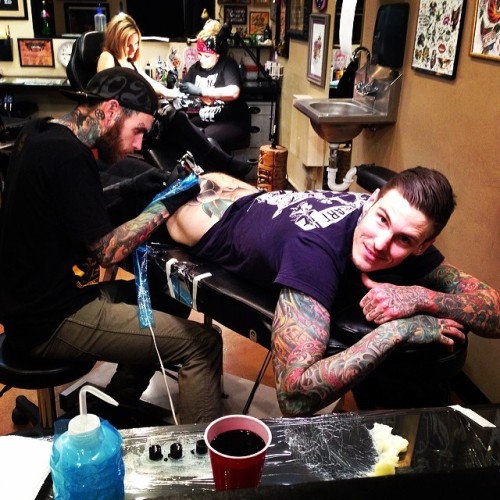 nonelikerae:  iamrickyhoover:  Only the best of friends will tattoo your butt. Thanks brother! 👬😎💩💨🙊💀  Dat ass.