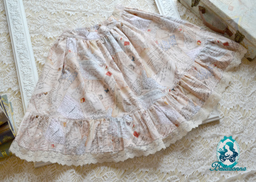 Letters from Home Skirt This skirt is made with nostalgic letter fabric with ivory lace details. It