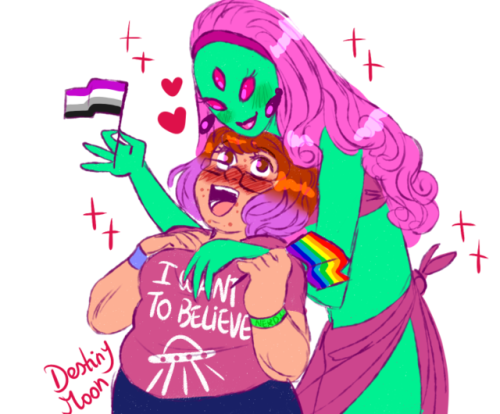 destinytomoon: small but important doodle of Nexa and Natalia being asexual wlw icons :)