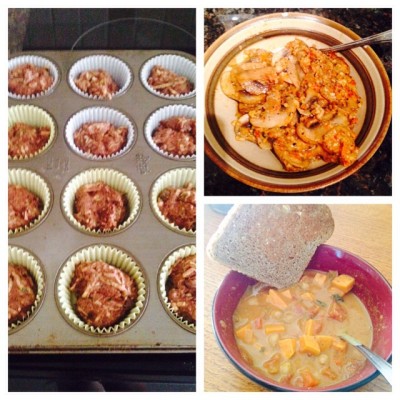 Some of the food I’ve been enjoying over the past few days. Left: chocolate zucchini muffins from oh she glows, top right: mushroom stroganoff from the TIU plan, bottom left: soul soothing African peanut stew from oh she glows. Everything was...