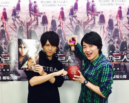 SnK News: Kaji Yuuki (Eren) and Shimono Hiro (Connie) Gather for Special SnK LINE Live SessionTo promote the upcoming 3rd SnK compilation film, ~Kakusei no Houkou~, which releases in Japan next week, seiyuu Kaji Yuuki (Eren) and Shimono Hiro (Connie)
