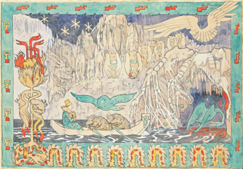 hideback: Gerhard Munthe (Norwegian, 1849 - 1929)Horses of the Sea, tapestry, 1907Helhesten, 1892In 