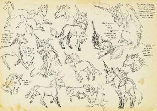 werewolfnoir:been doodling unicorns for a tabletop campaign im running that are blatantly inspired b