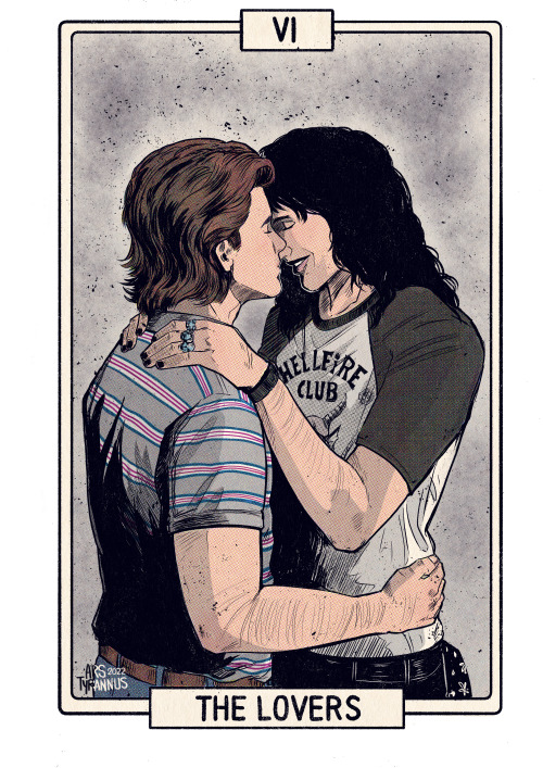 arstyrannus:The full set of steddie/eddie/steve tarot cardsI don&rsquo;t have